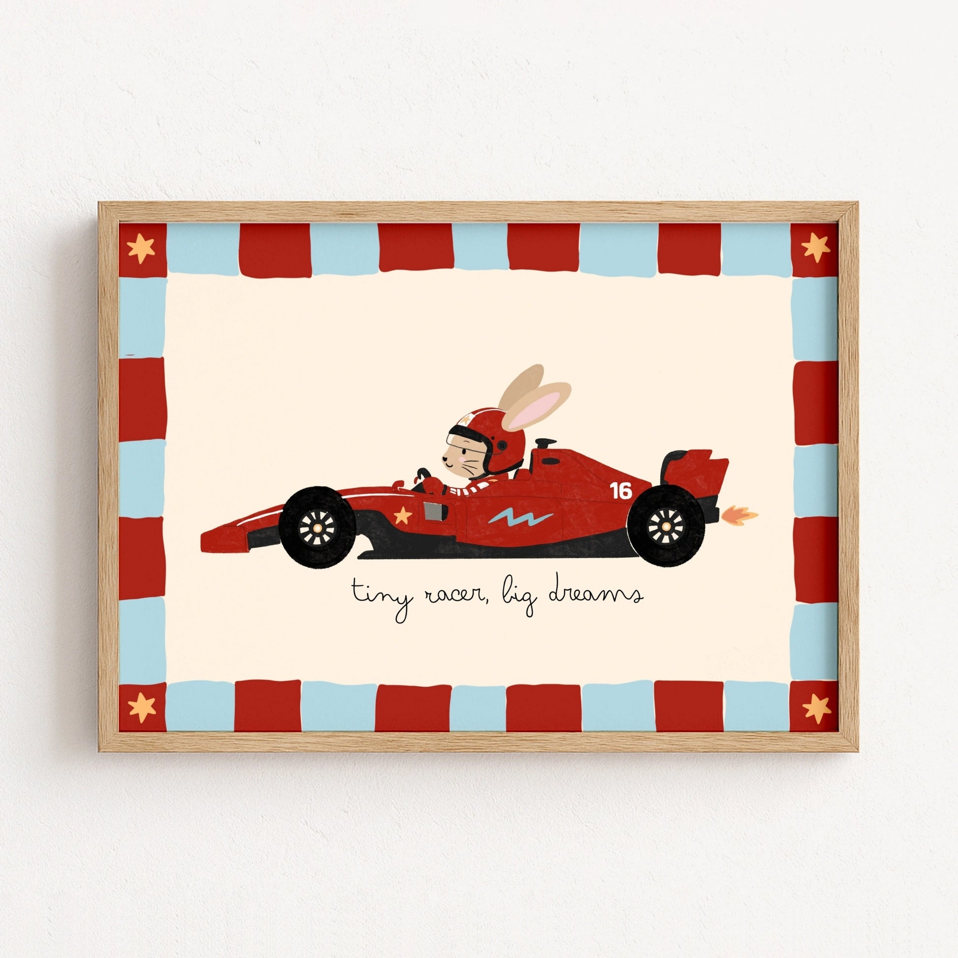 Race Car Bunny Nursery Print