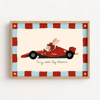Race Car Bunny Nursery Print