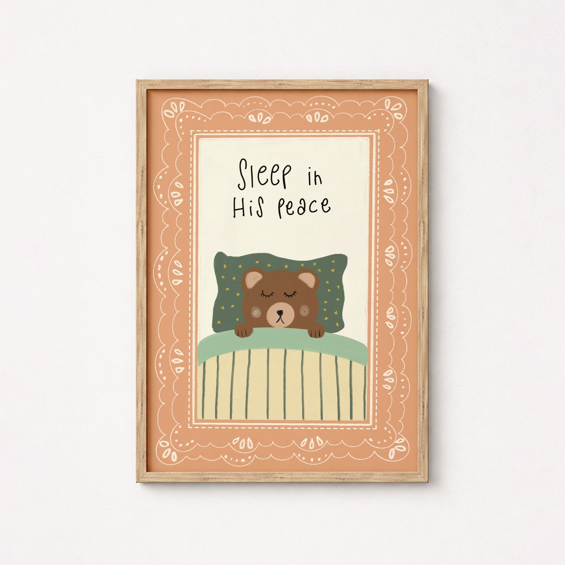 Sleep in His Peace Nursery Wall Art, Christian Nursery Decor