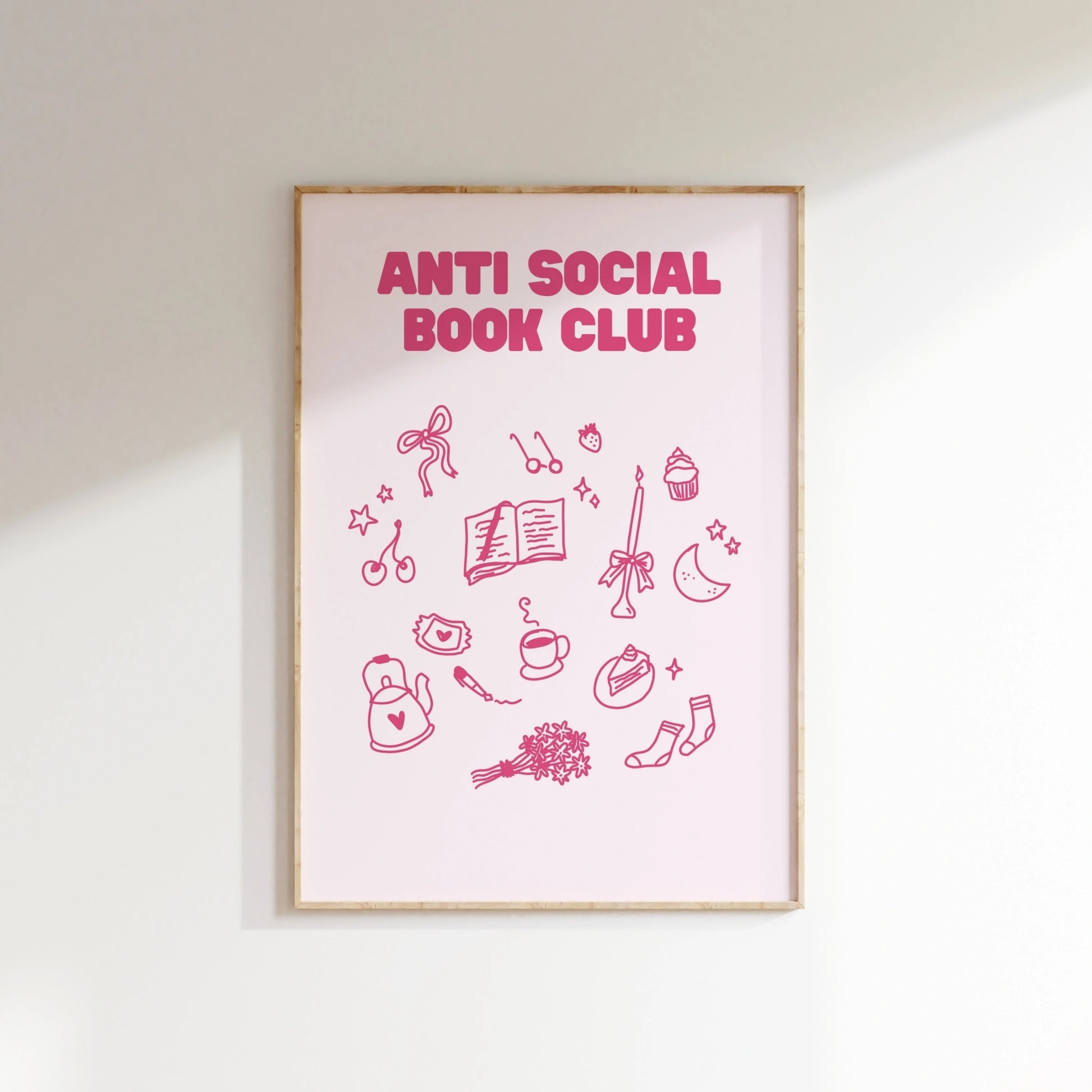 Anti Social Book Club  – Pink Bookish Print