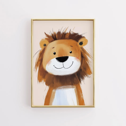 Lion Nursery Print – Cute Jungle Animal Wall Art for Kids