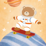 Bear Astronaut Skateboarding – Nursery & kids wall art