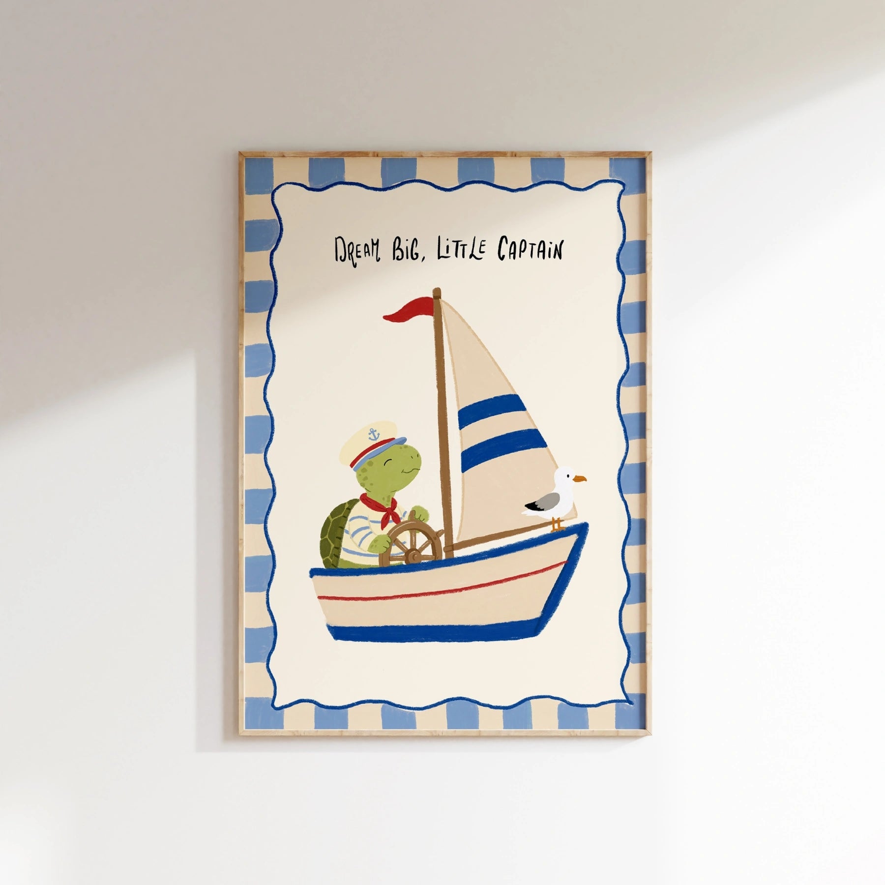 Sailboat Turtle Nursery Print, Boys Room Decor