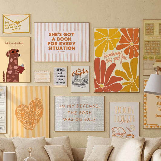 Handmade Yellow Bookish Decor, over 100 prints