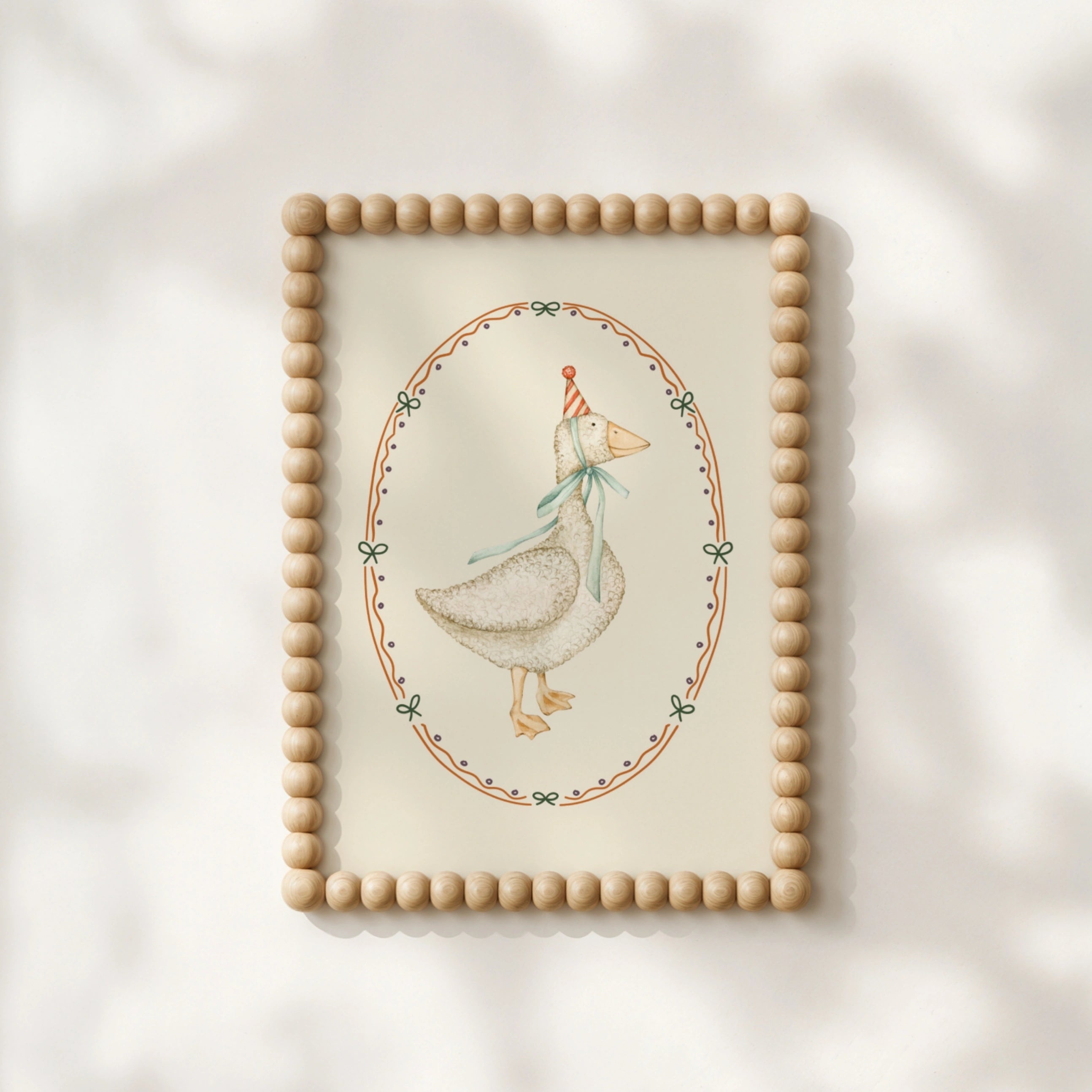 Party Duck Wall Art - Whimsical Farm Animal Print, Vintage Nursery Decor