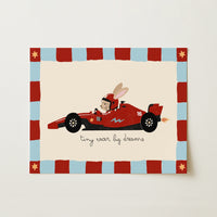 Race Car Bunny Nursery Print