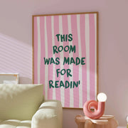 Room Made for Readin' Green Font – Arte de pared literario