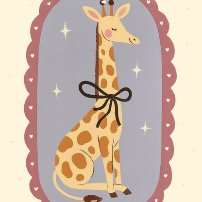 Giraffe Nursery Print - Cute Animal Wall Art with Bow