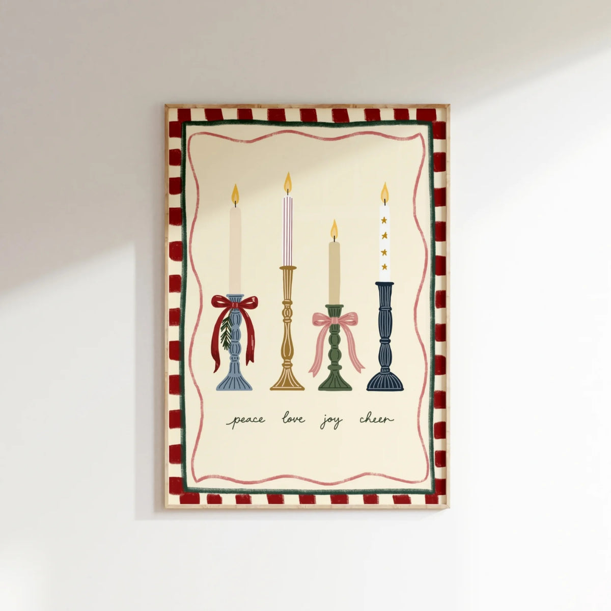 Christmas Candles with Festive Bows – Póster de Navidad
