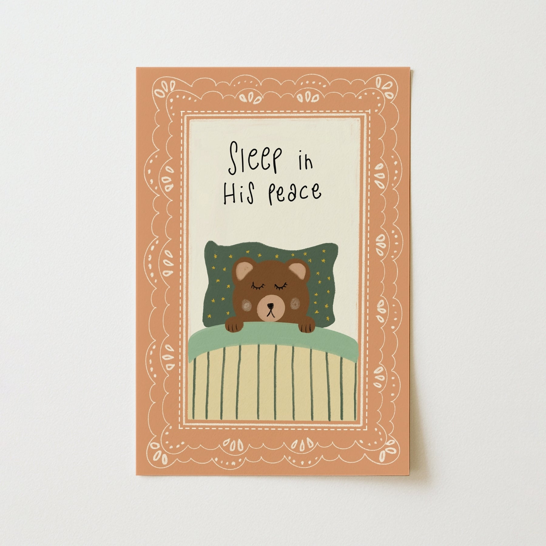 Sleep in His Peace Nursery Wall Art, Christian Nursery Decor