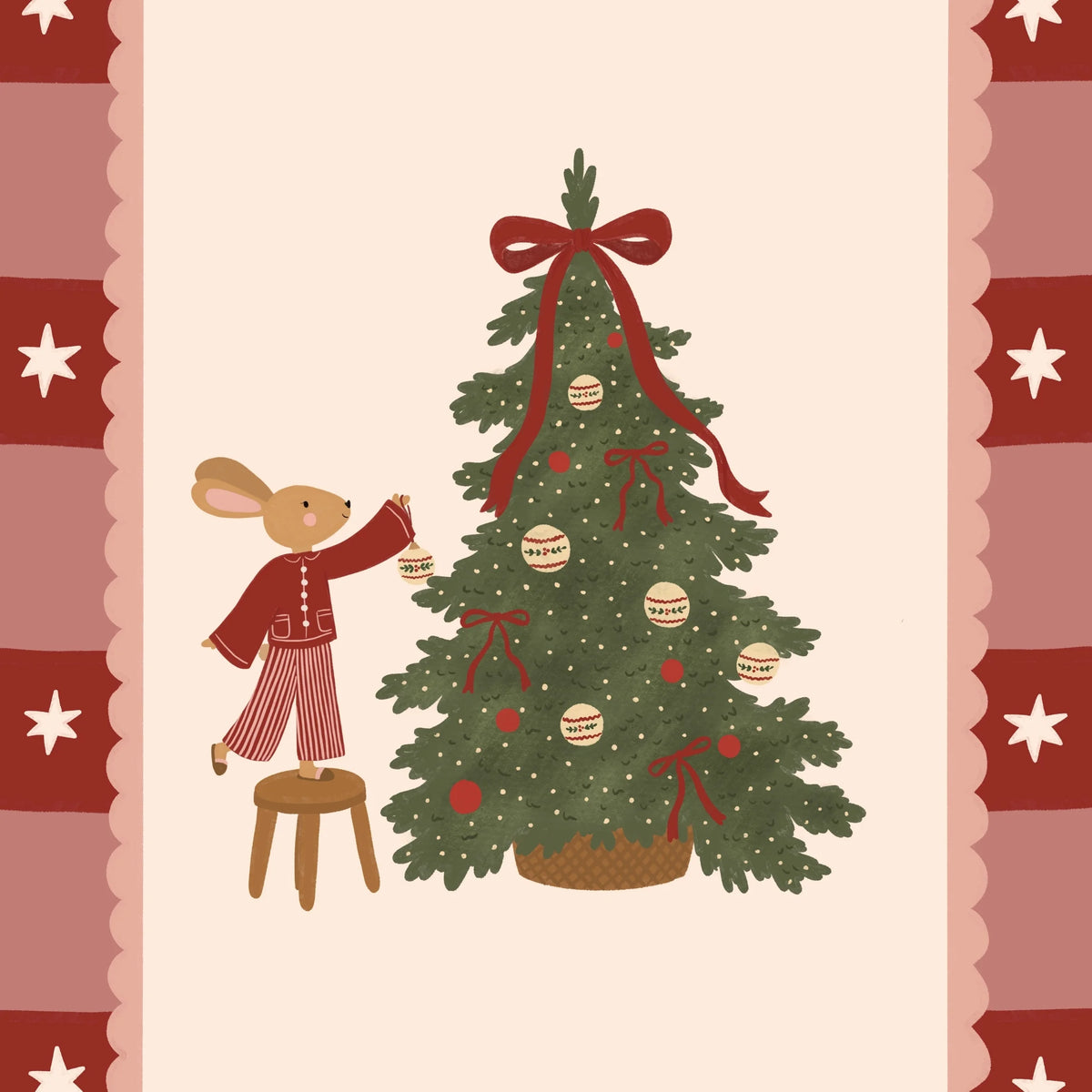 Hase schmückt den Weihnachtsbaum – Weihnachtsposter