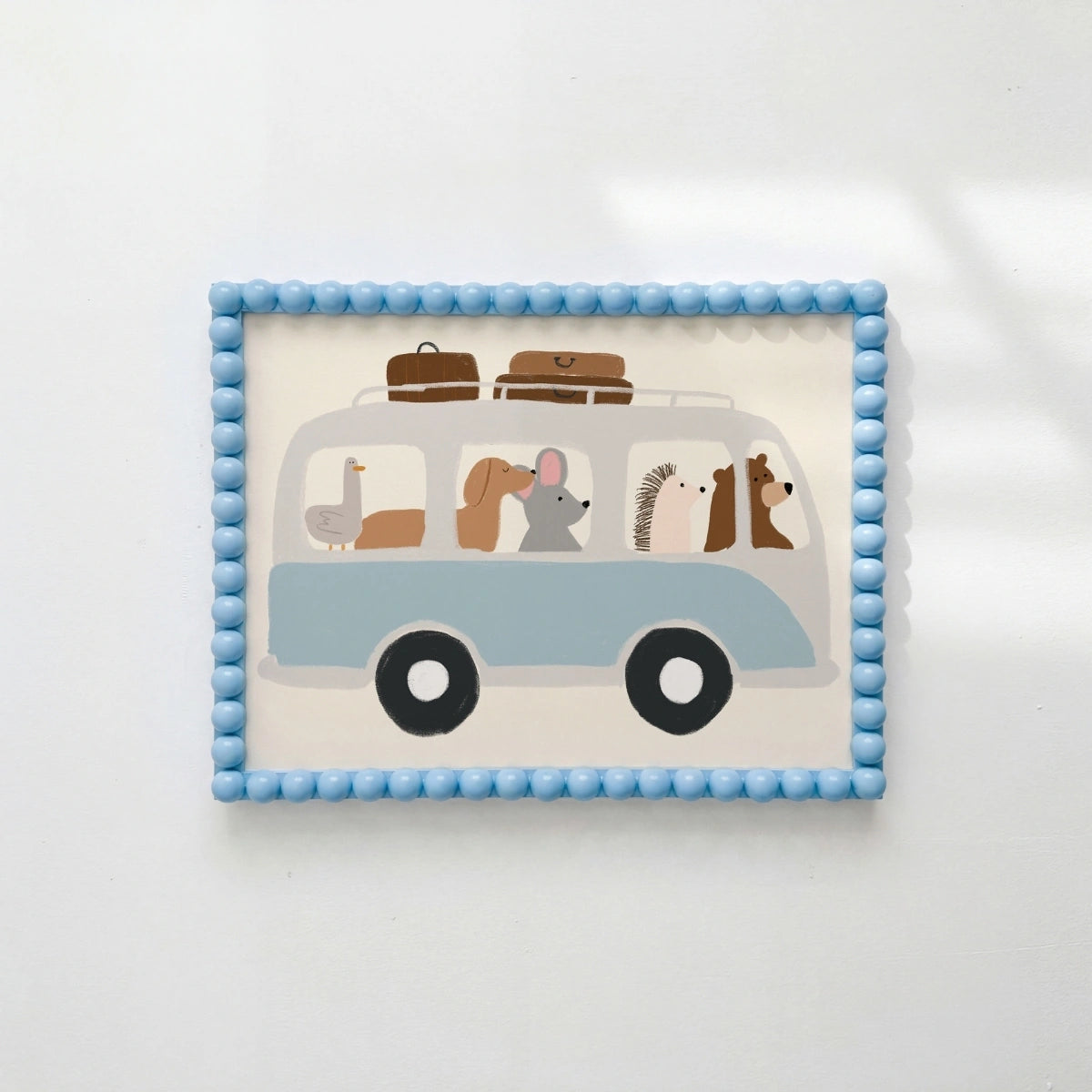 Stampa Asilo Nido Autobus Animale – Simpatica Arte Murale Veicolo per Bambini, Decorazione Camera da Letto per Bambini
