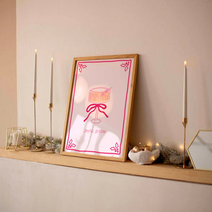 Retro Pink Holiday Cocktail Print