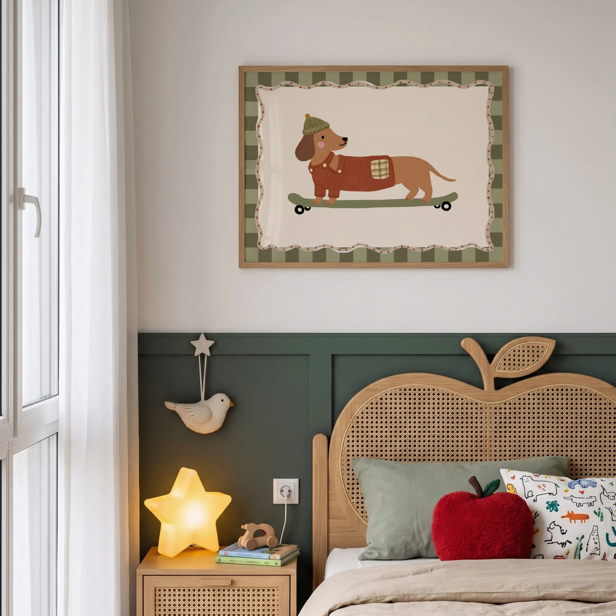 Dachshund on Skateboard with Hat – Poster per bambini
