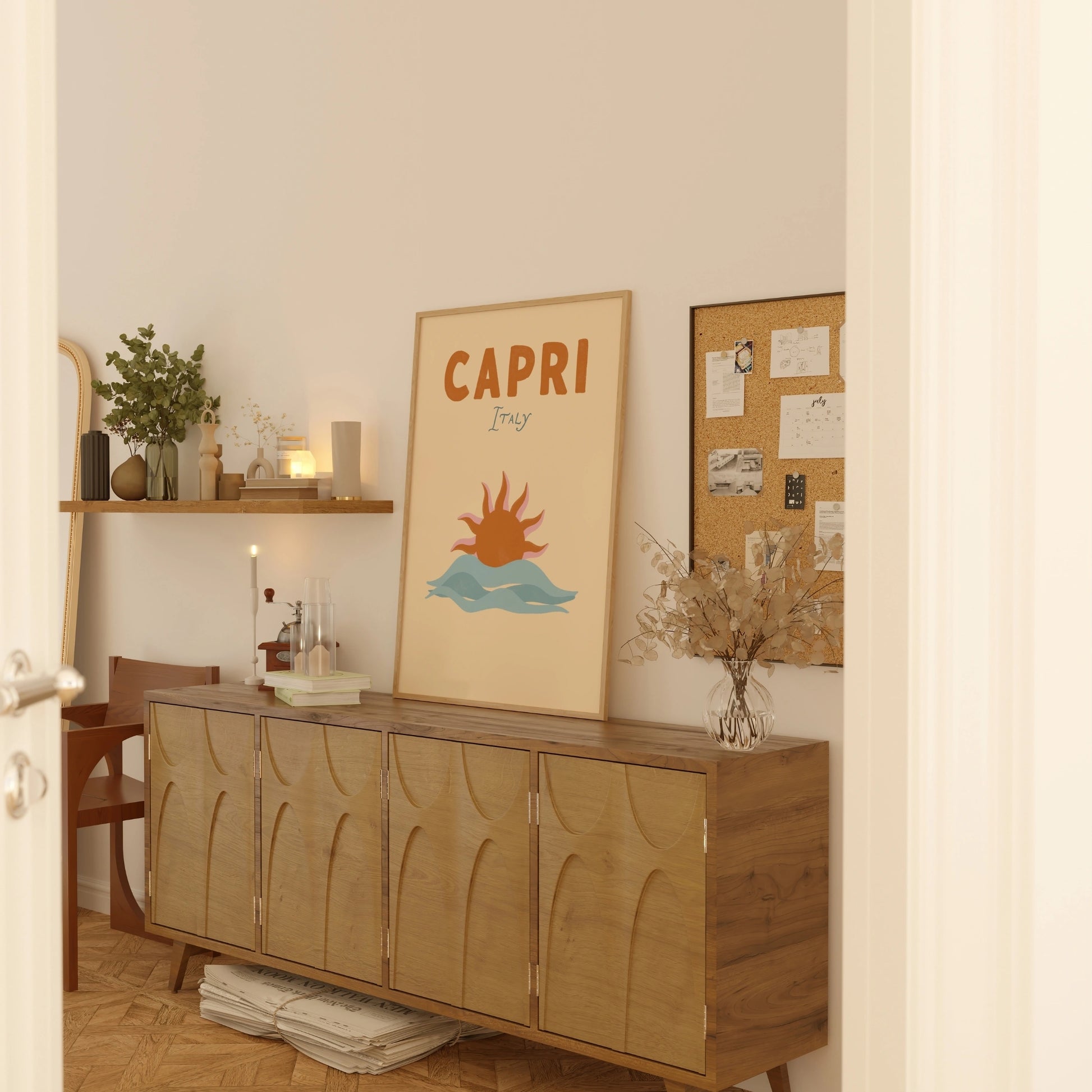 Surf Up Wall Art - Poster colorato con tavola da surf