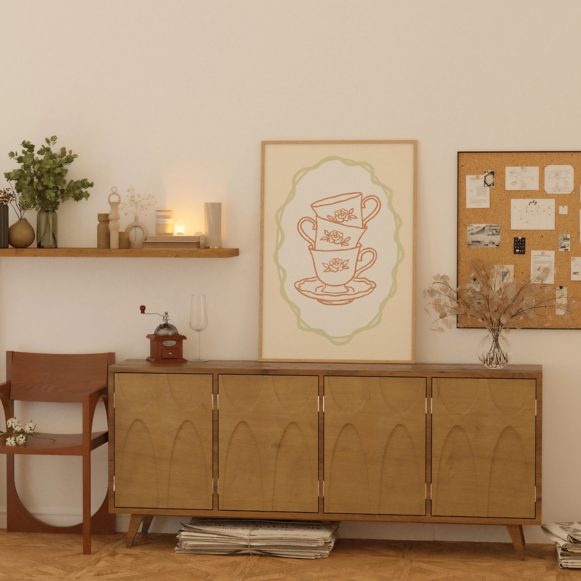 Decorazione murale per la tavola da pranzo italiana – Stampa di pasta, vino e cucina