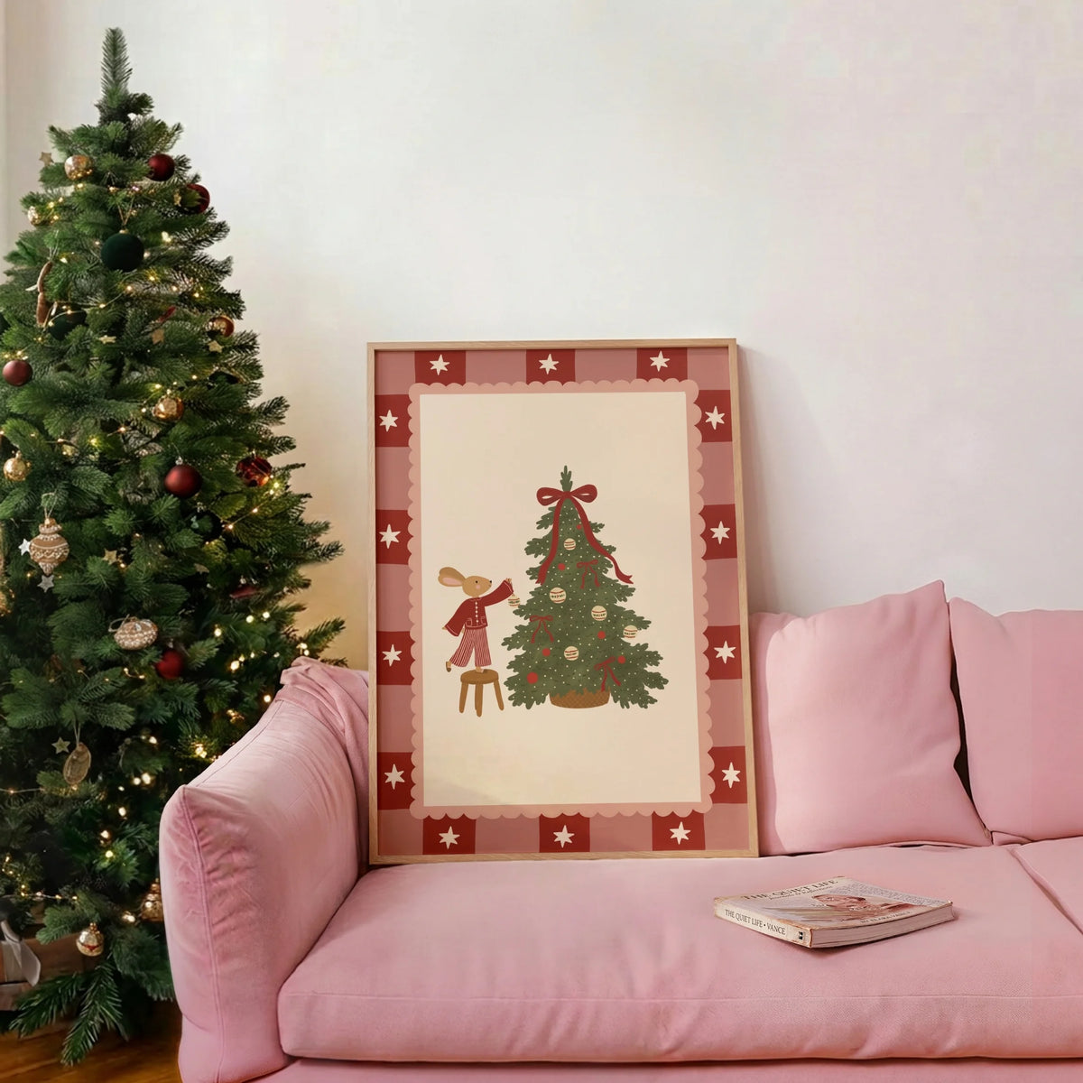 Hase schmückt den Weihnachtsbaum – Weihnachtsposter
