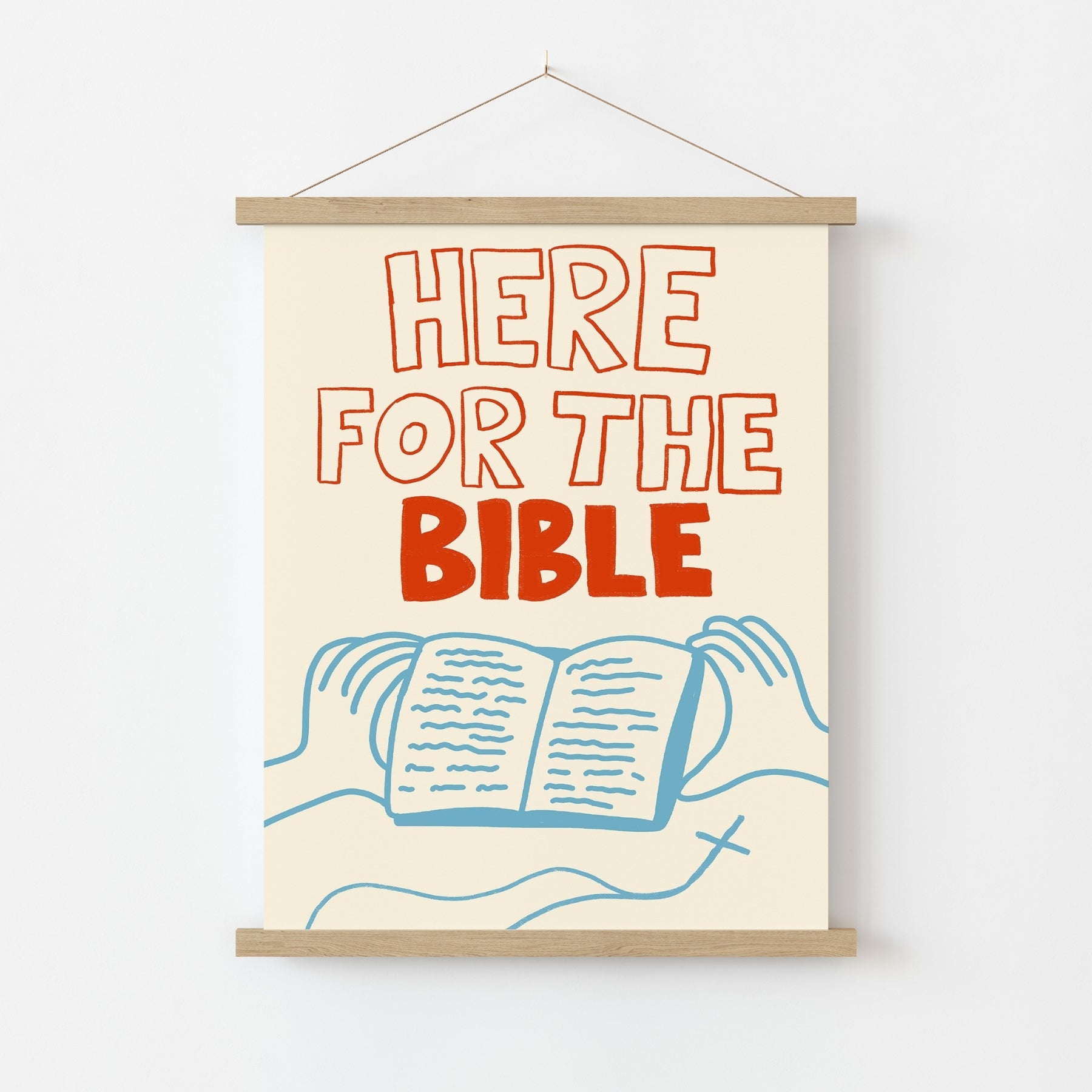 Arte de Pared Cristiano Here for the Bible – Impresión Audaz de Lectura de Escritura, Decoración Cristiana de Pared