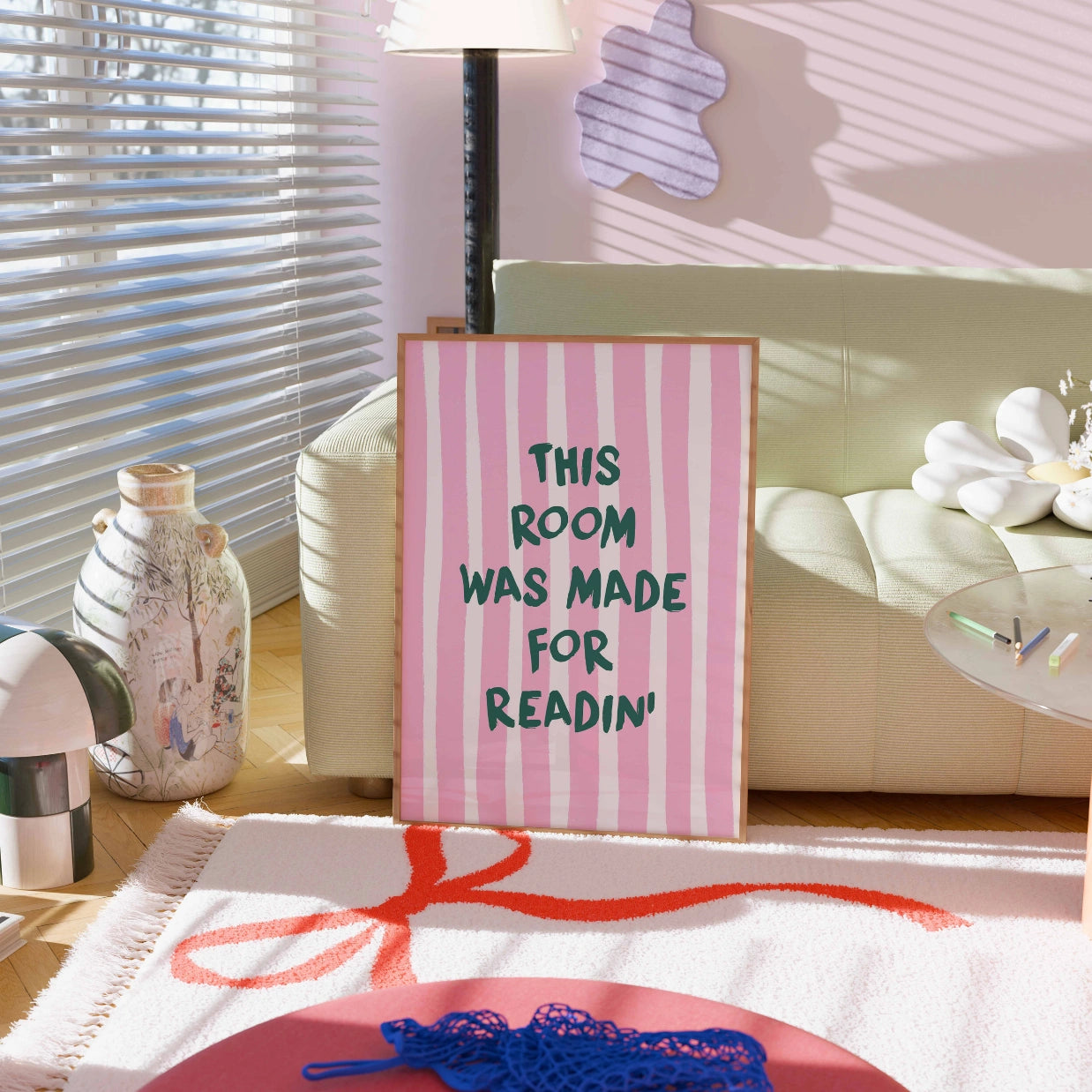 Room Made for Readin’  – Pink Bookish Print