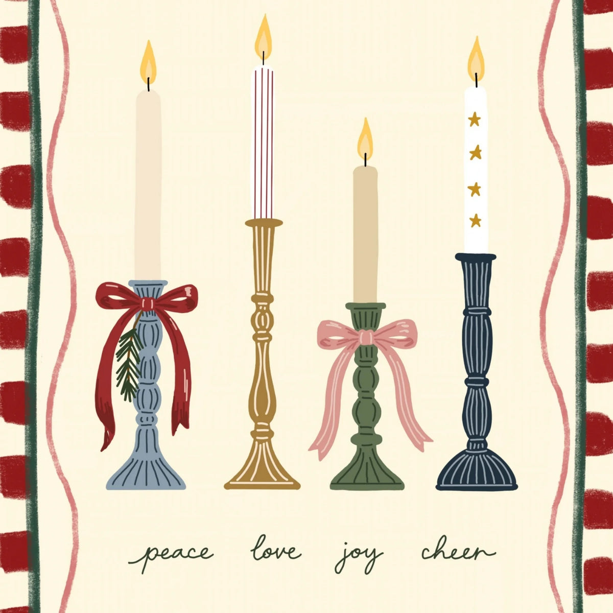 Christmas Candles with Festive Bows – Póster de Navidad