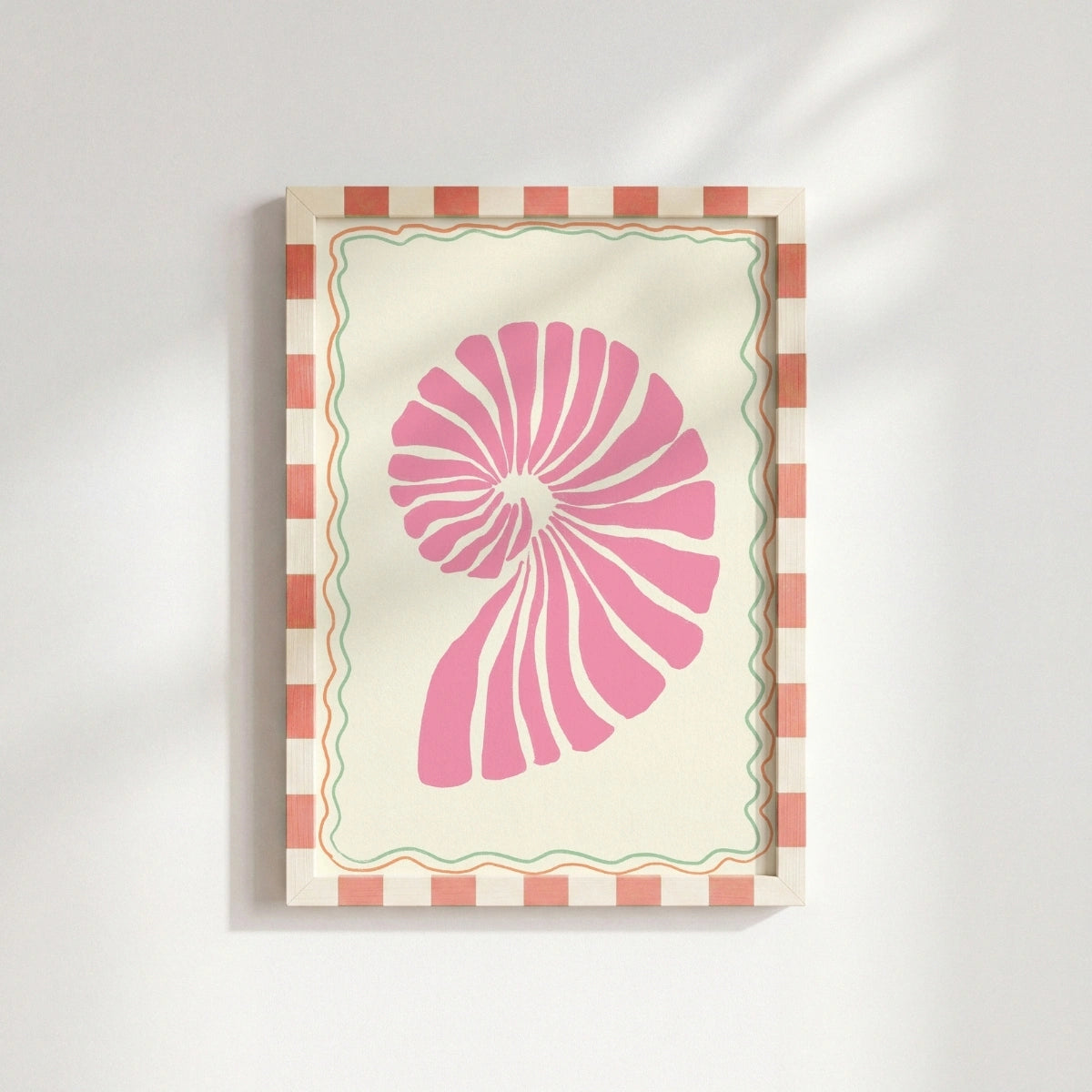 Décoration murale coquillage rose - Impression coquillage préppy côtier, Décoration murale côtière