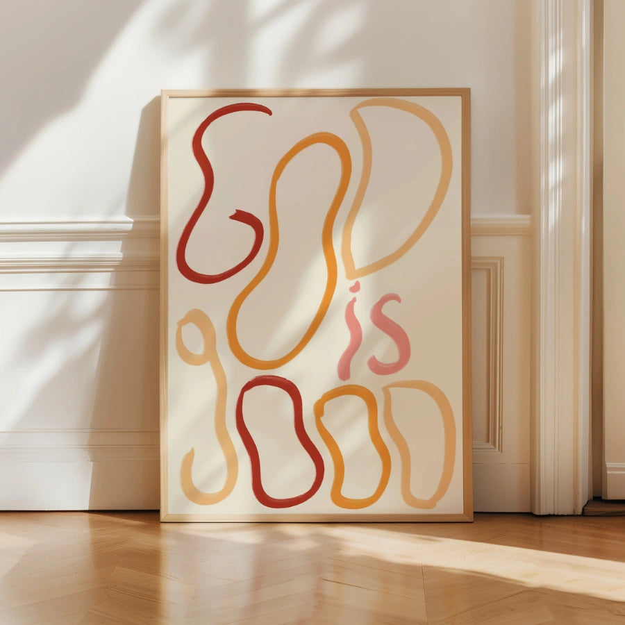 God Is Good Christian Wall Art – Abstract Bible Quote Print