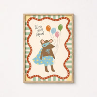 Follow Your Dreams Nursery Wall Art, Colorful Kids Decor