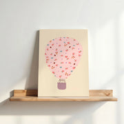Pink Floral Hot Air Balloon – Nursery & Kids Canvas Wall Art