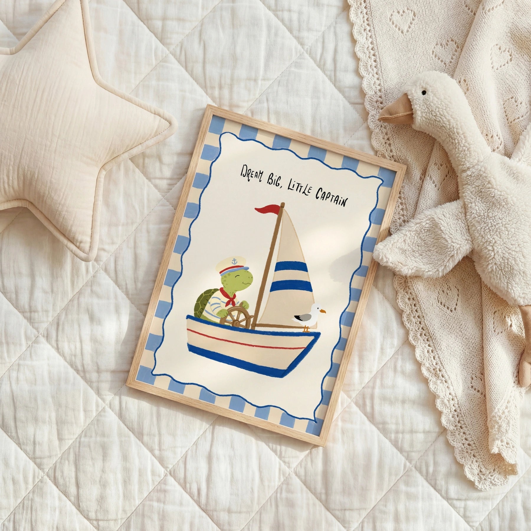 Sailboat Turtle Nursery Print, Boys Room Decor