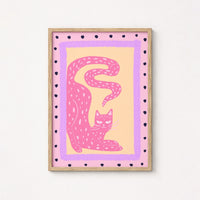 Pink Cat Wall Art – Maximalist Animal Poster