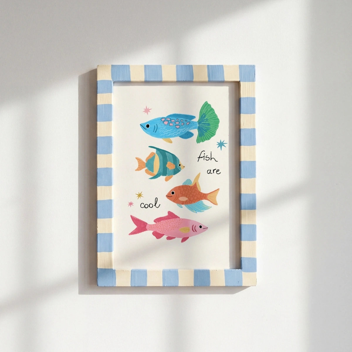 Póster de animalitos marinos lindos, decoración de pared costera