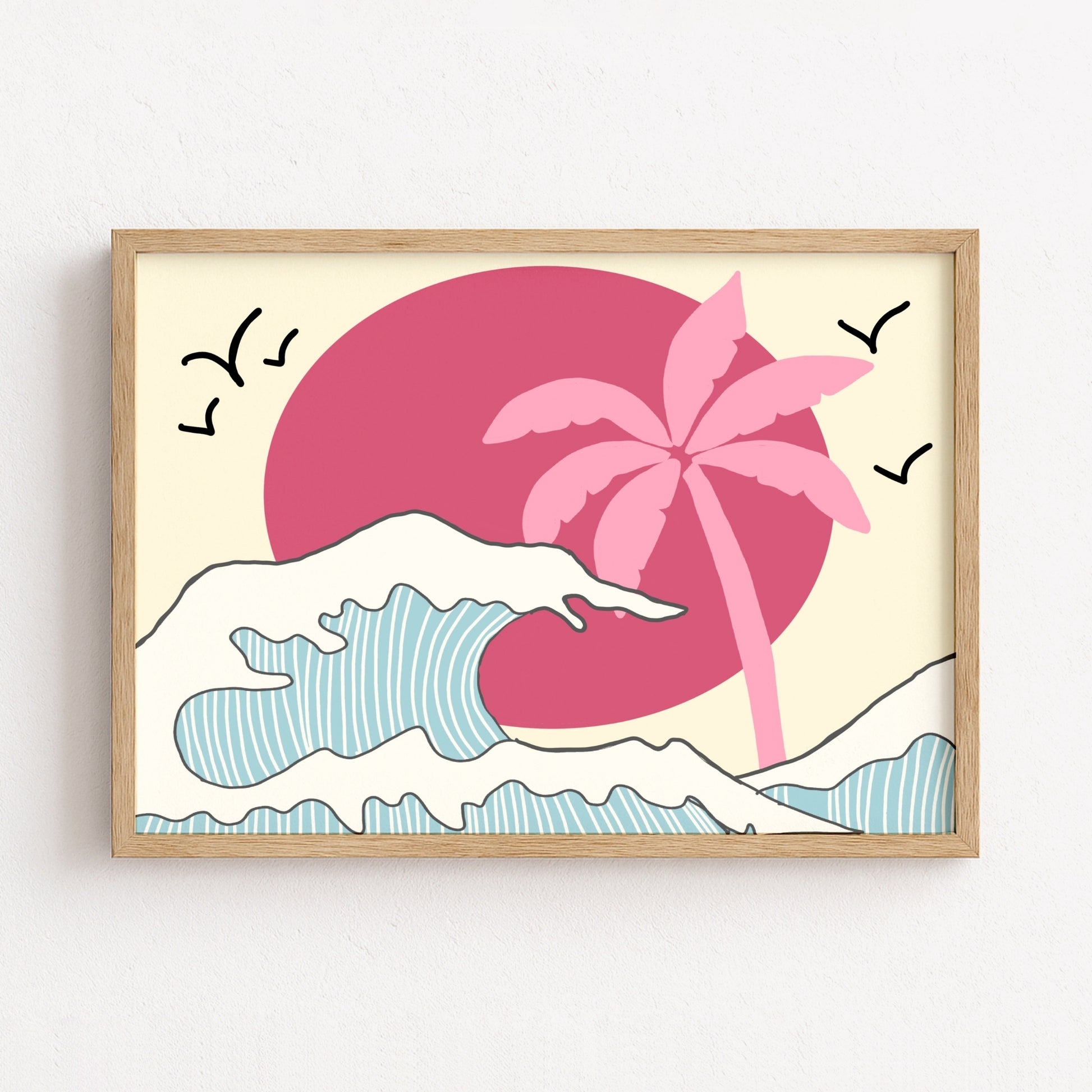 Tropical Wave Print – Retro Coastal Wall Art