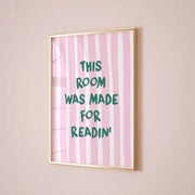 Room Made for Readin' Green Font – Arte de pared literario