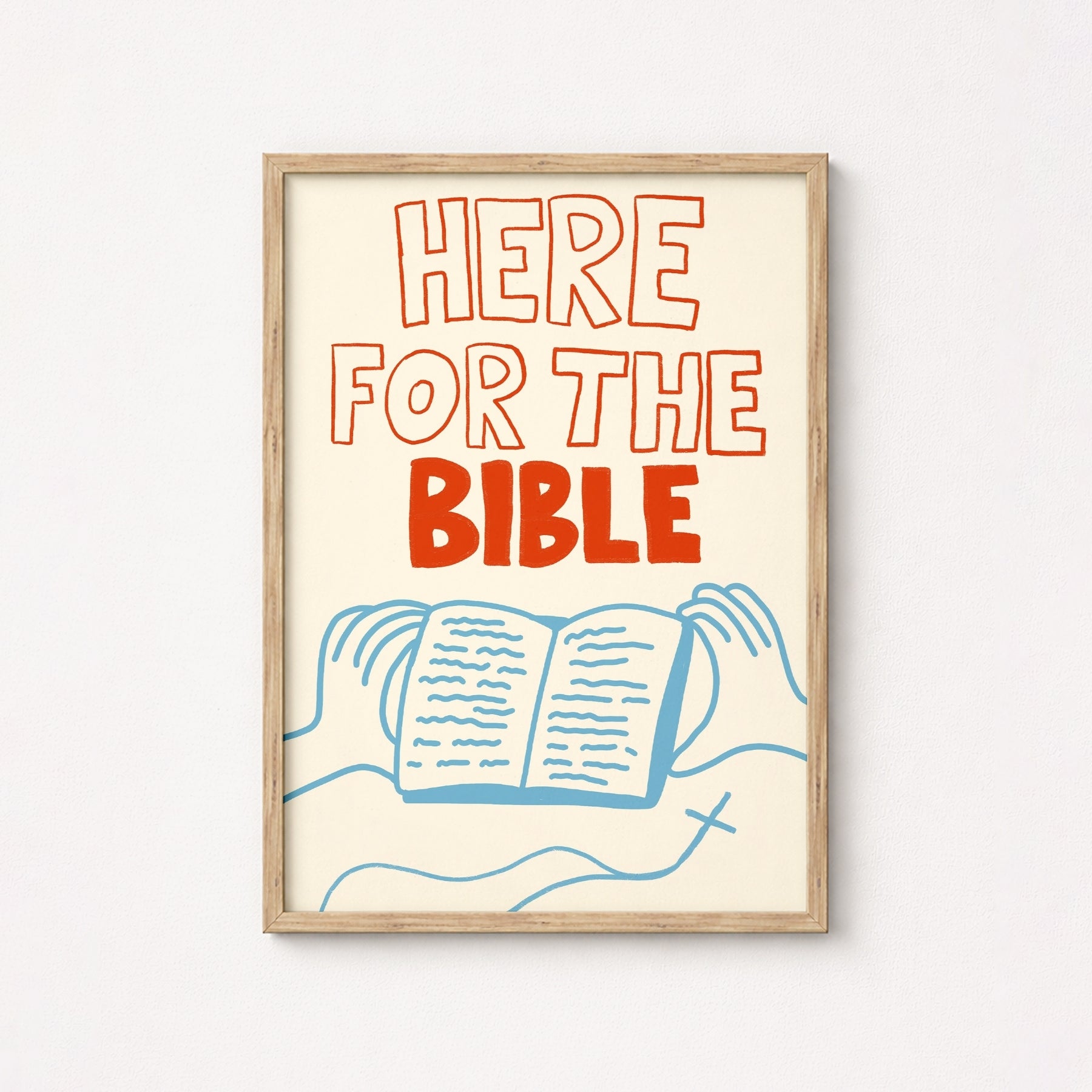 Arte de Pared Cristiano Here for the Bible – Impresión Audaz de Lectura de Escritura, Decoración Cristiana de Pared
