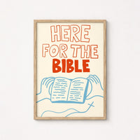 Arte de Pared Cristiano Here for the Bible – Impresión Audaz de Lectura de Escritura, Decoración Cristiana de Pared