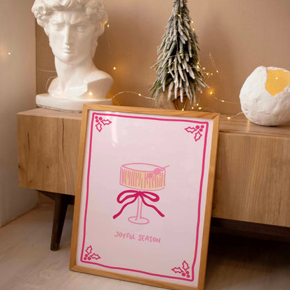 Retro Pink Holiday Cocktail Print