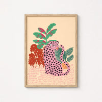 Pink Leopard Jungle Wall Art – Bold Tropical Animal Print