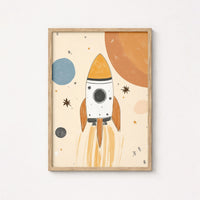 Rocket Ship Wall Art – Space Nursery Poster
