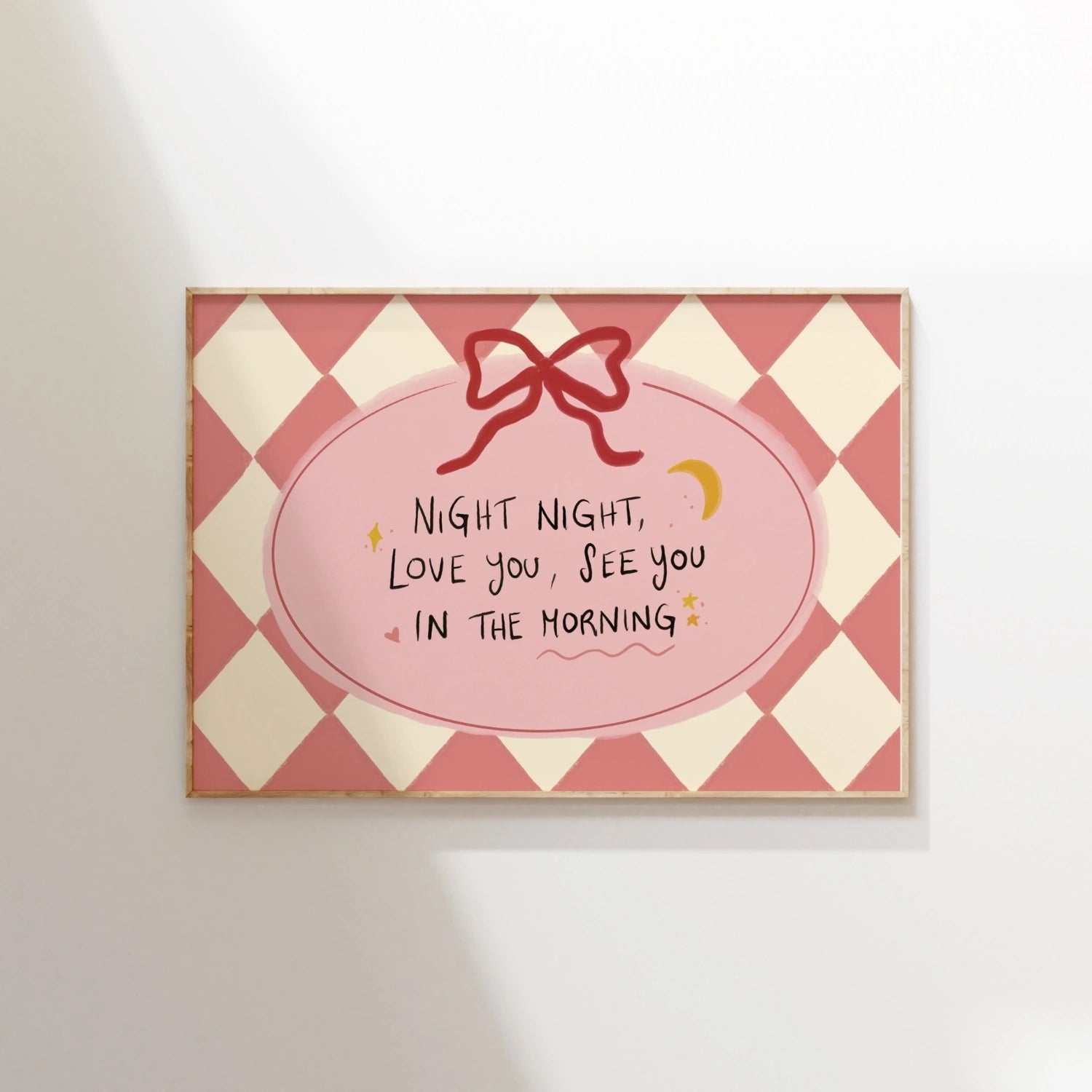Night Night Love You Nursery Print, Girls Room Decor