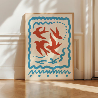 Swallow Birds Boho Wall Art – Bohemian Aesthetic Print