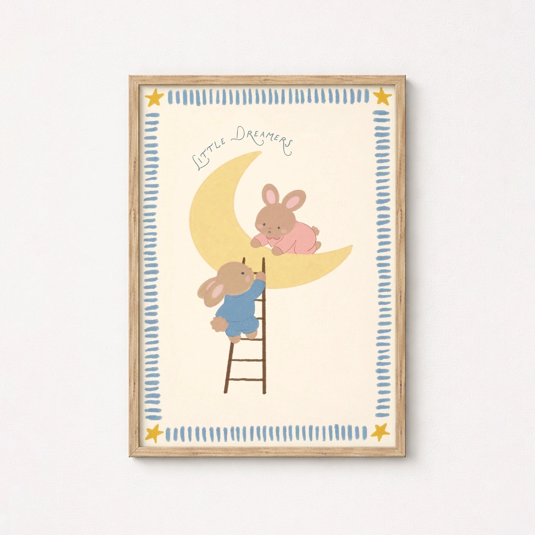 Arte da parete con coniglietto e luna