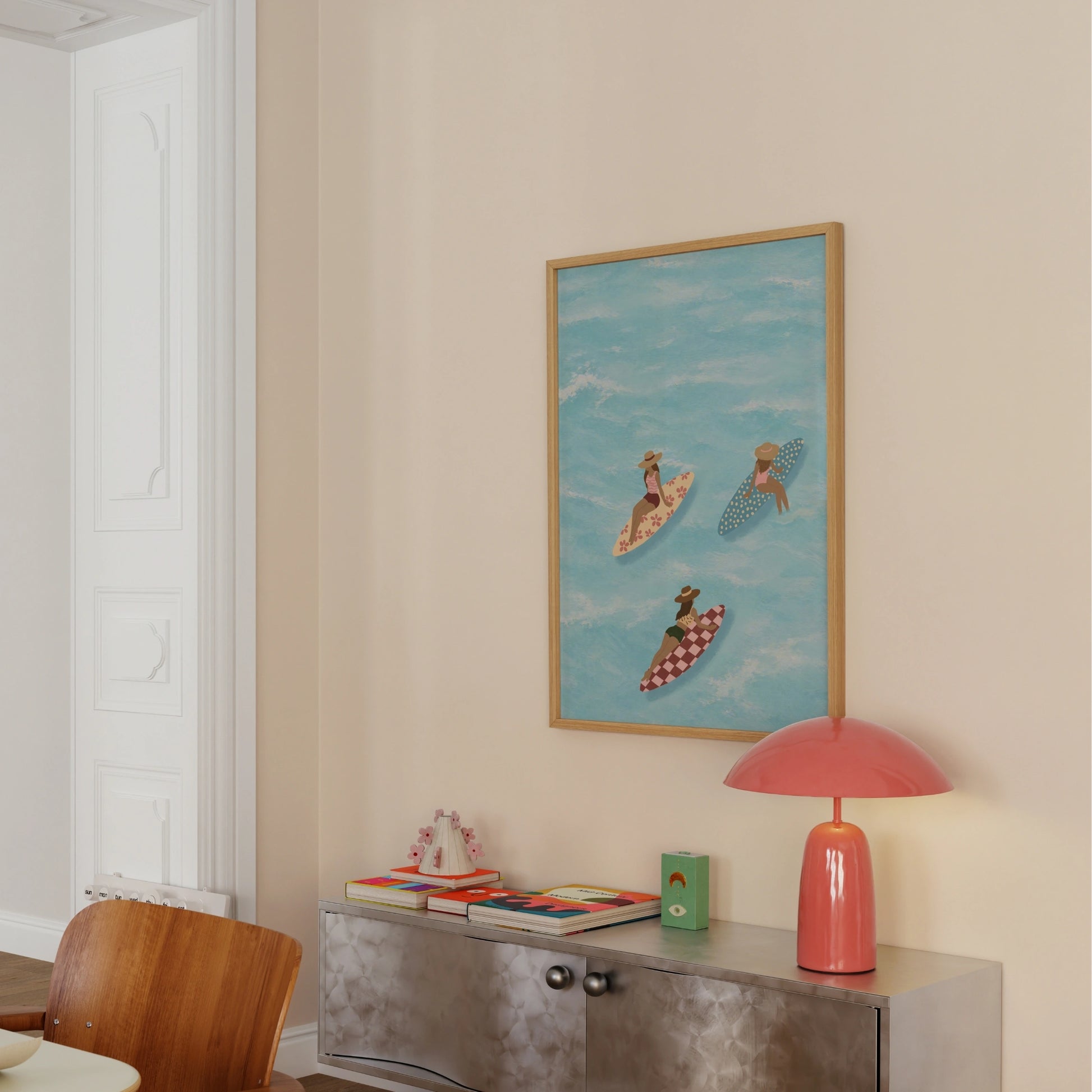 Surf Up Wall Art - Poster colorato con tavola da surf