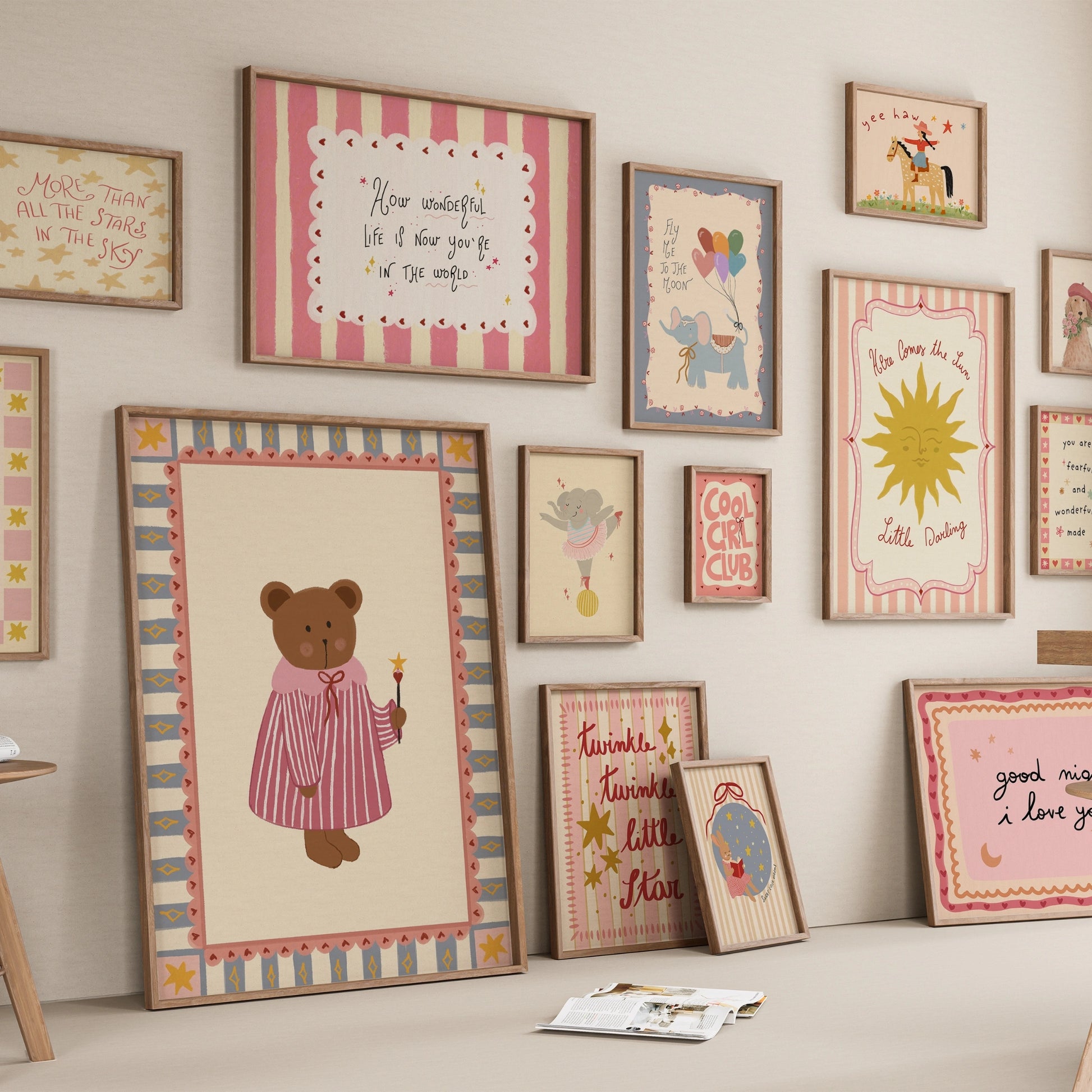 Handmade Pink Nursery Decor, over 180 prints