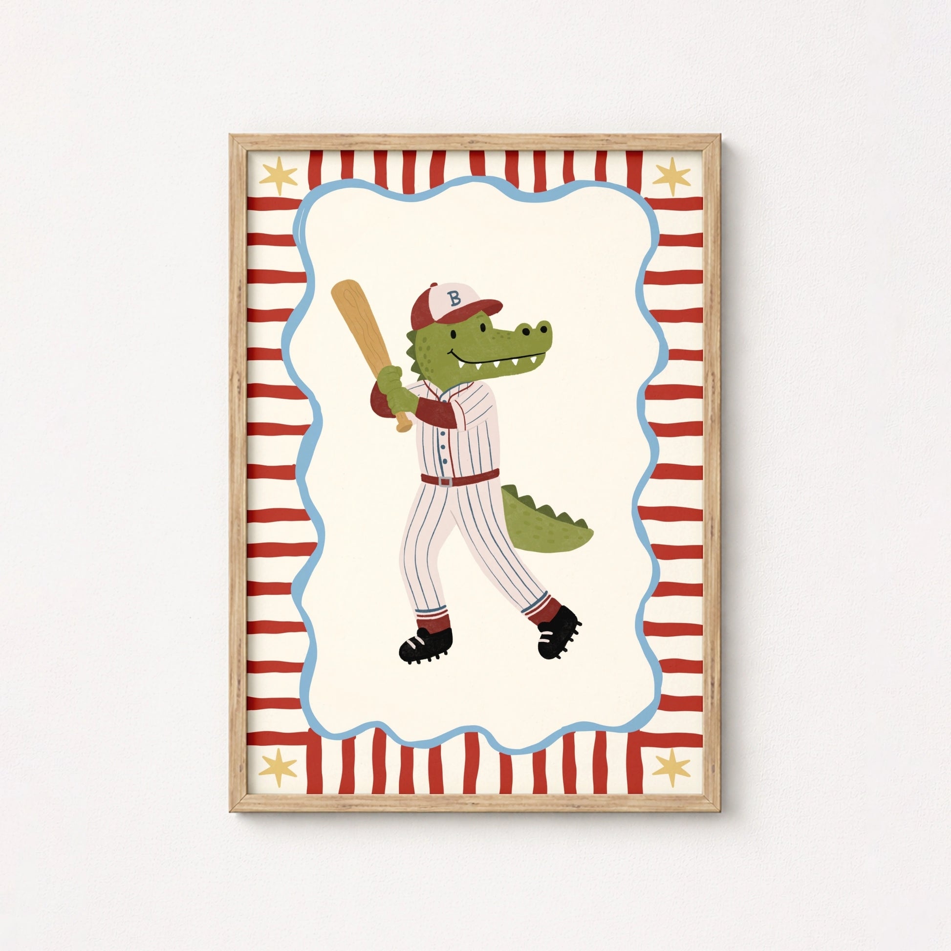 Baseball Crocodile Nursery Print