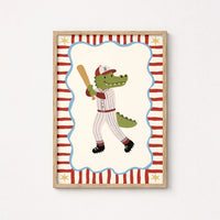 Baseball Crocodile Nursery Print