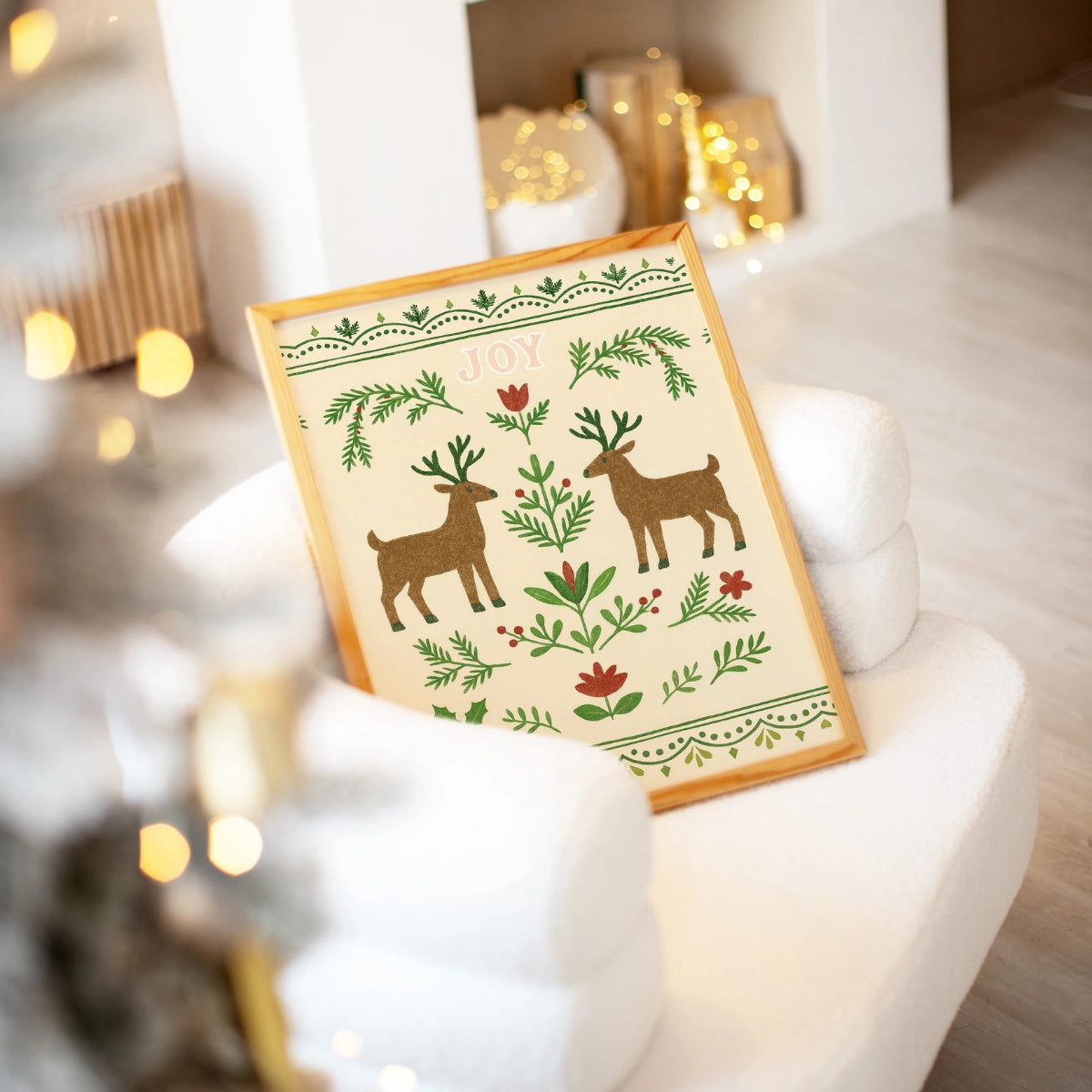 Joy Reindeer Christmas Print
