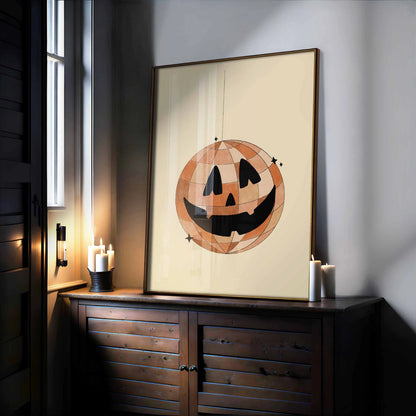 Jack-O'-Lantern Disco Ball Print – Halloween Wall Art