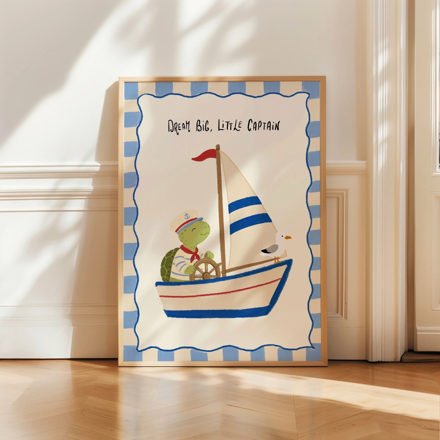 Sailboat Turtle Nursery Print, Boys Room Decor
