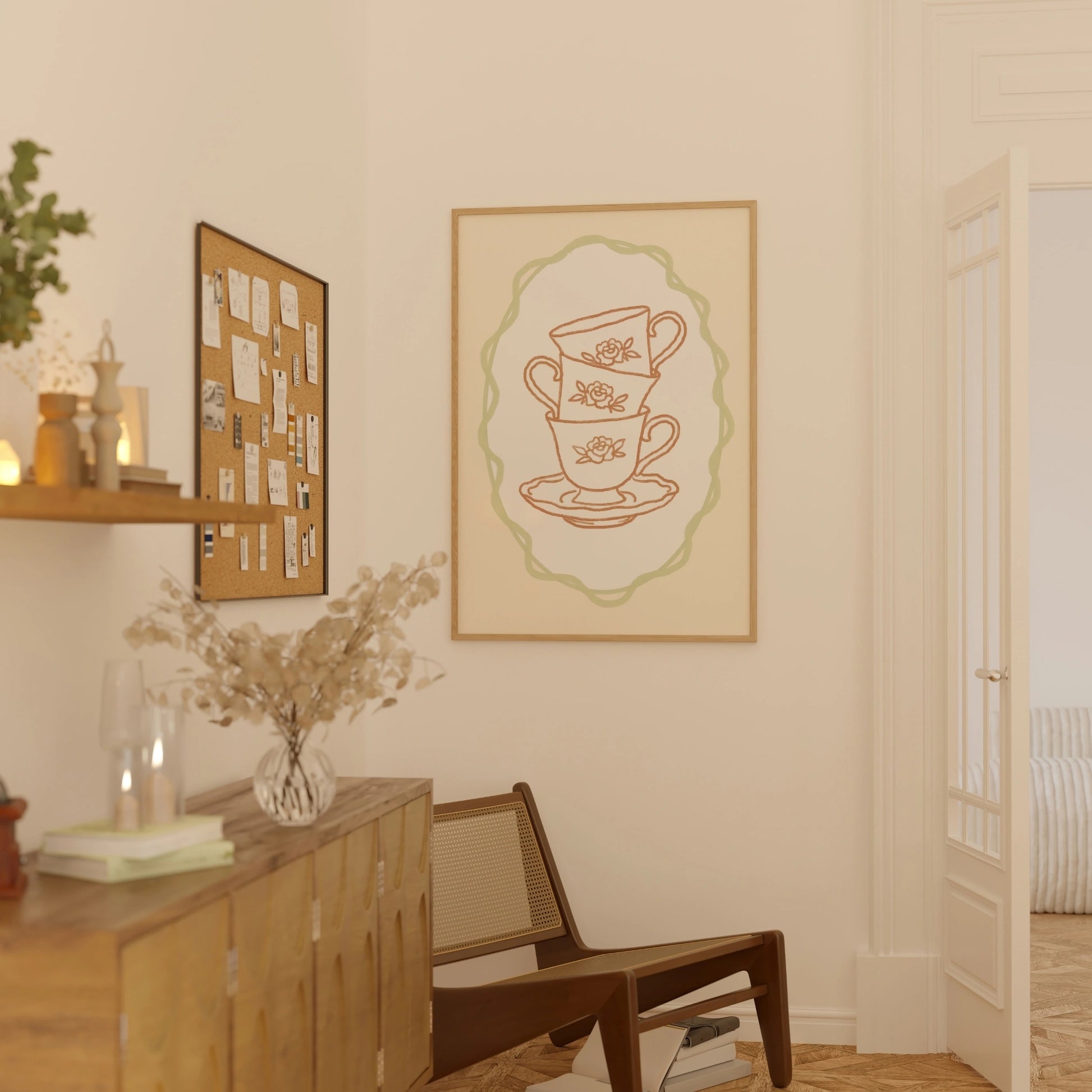 Decorazione murale per la tavola da pranzo italiana – Stampa di pasta, vino e cucina