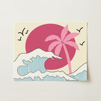 Tropical Wave Print – Retro Coastal Wall Art